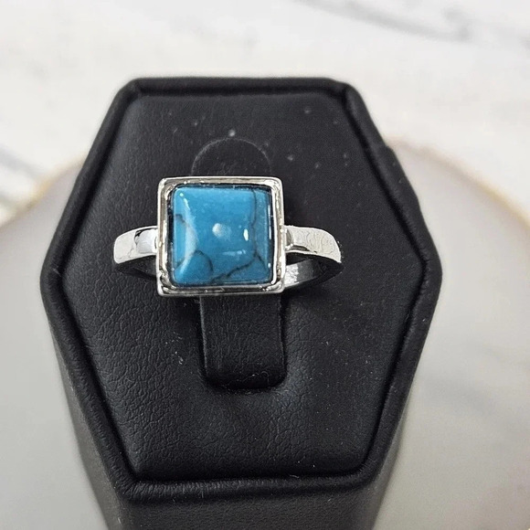 Blue Earth Square Adjustable Fashion Ring A50 - Picture 6 of 6